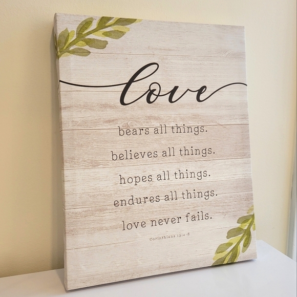 2/$18 Rustic Farmhouse Love Never Fails Art Canvas Decor Wood Bible Verse - Picture 1 of 4